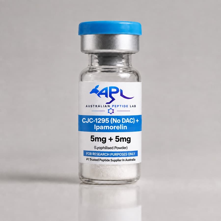 CJC-1295 (No DAC) + Ipamorelin lyophilised research peptide vial — Australian Peptide Lab