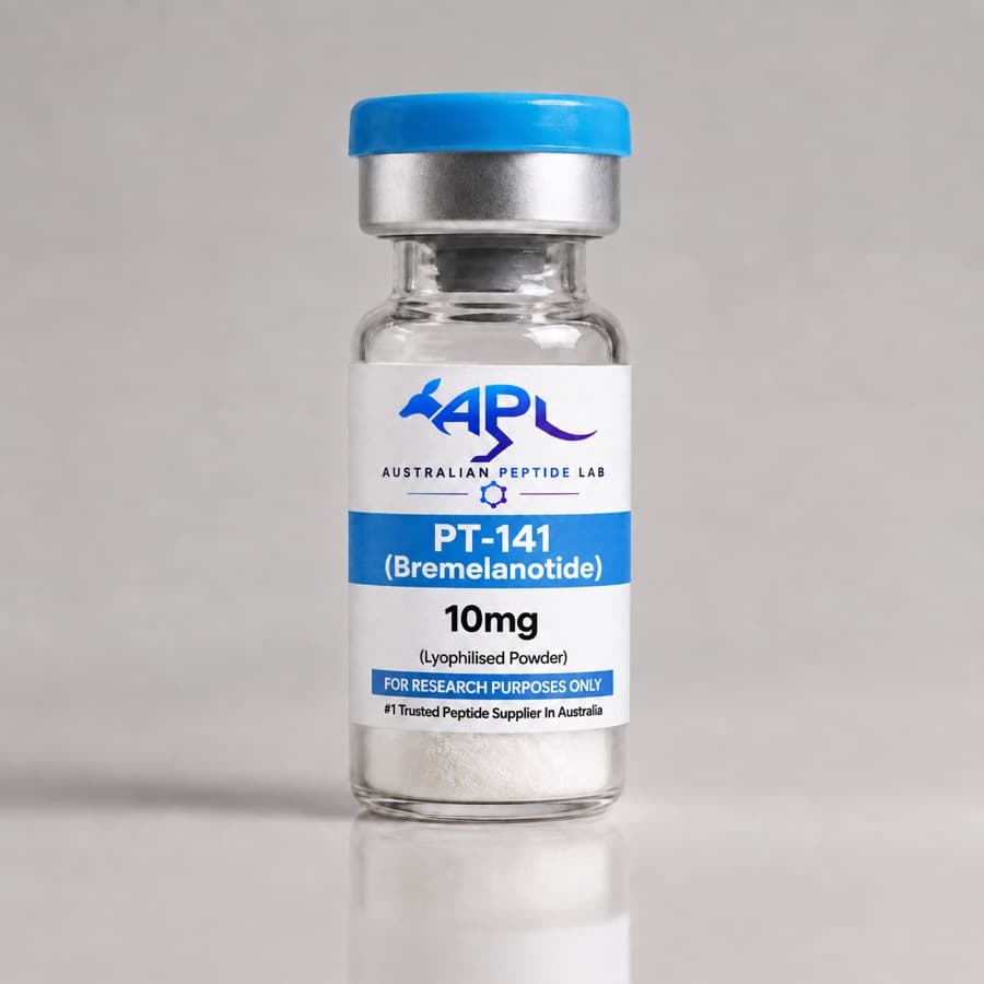 PT-141 (Bremelanotide) lyophilised research peptide vial — Australian Peptide Lab